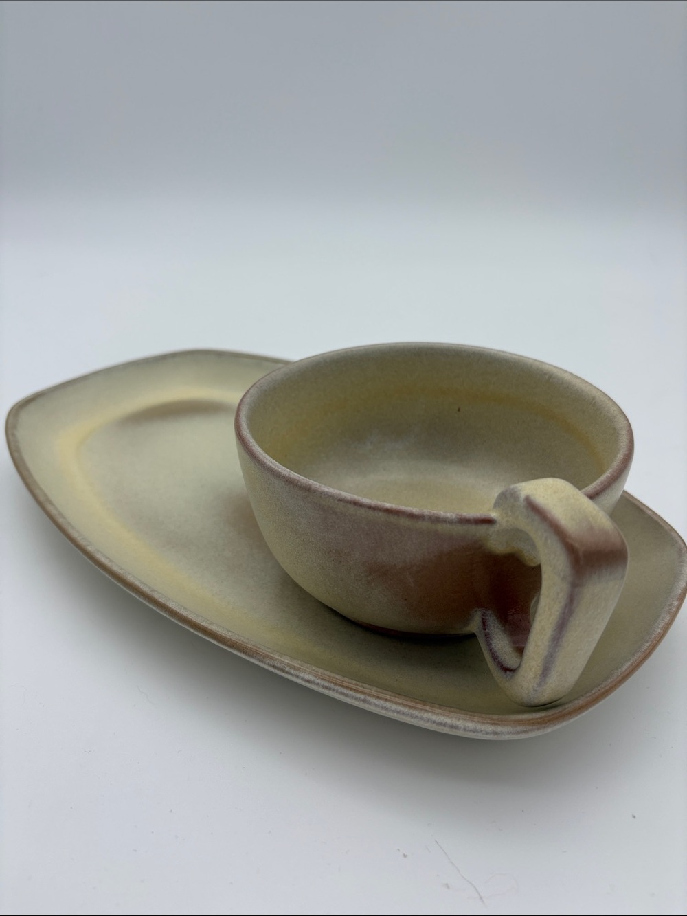 Frankoma GP Sandwich Tray & Soup Mug 4SC Desert Gold 11 3/4” x 7”